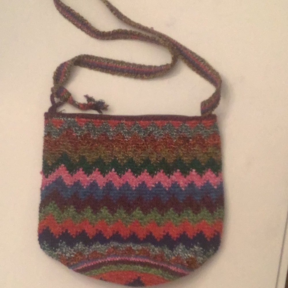 Red and Pink Zigzag Crossbody Bag